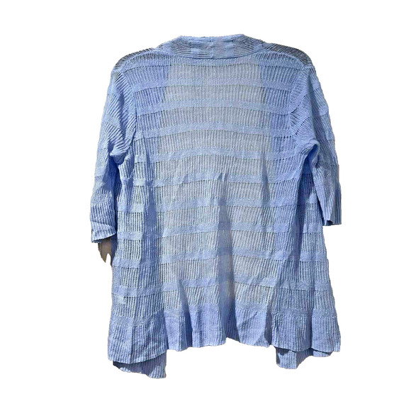 EILEEN FISER Women Cardigan 100% Linen Short Sleeve Blue Size XS A001424 - Picture 2 of 6